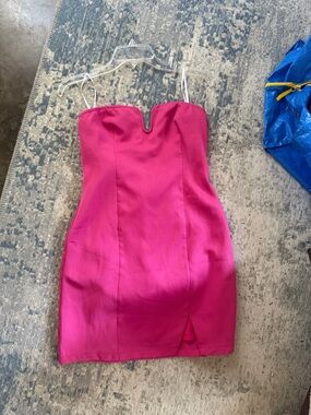 Lulus strapless mini dress hot pink size M